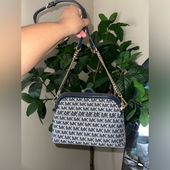 Michael Kors Navy Blue monogram chain detail crossbody - Picture 2 of 4